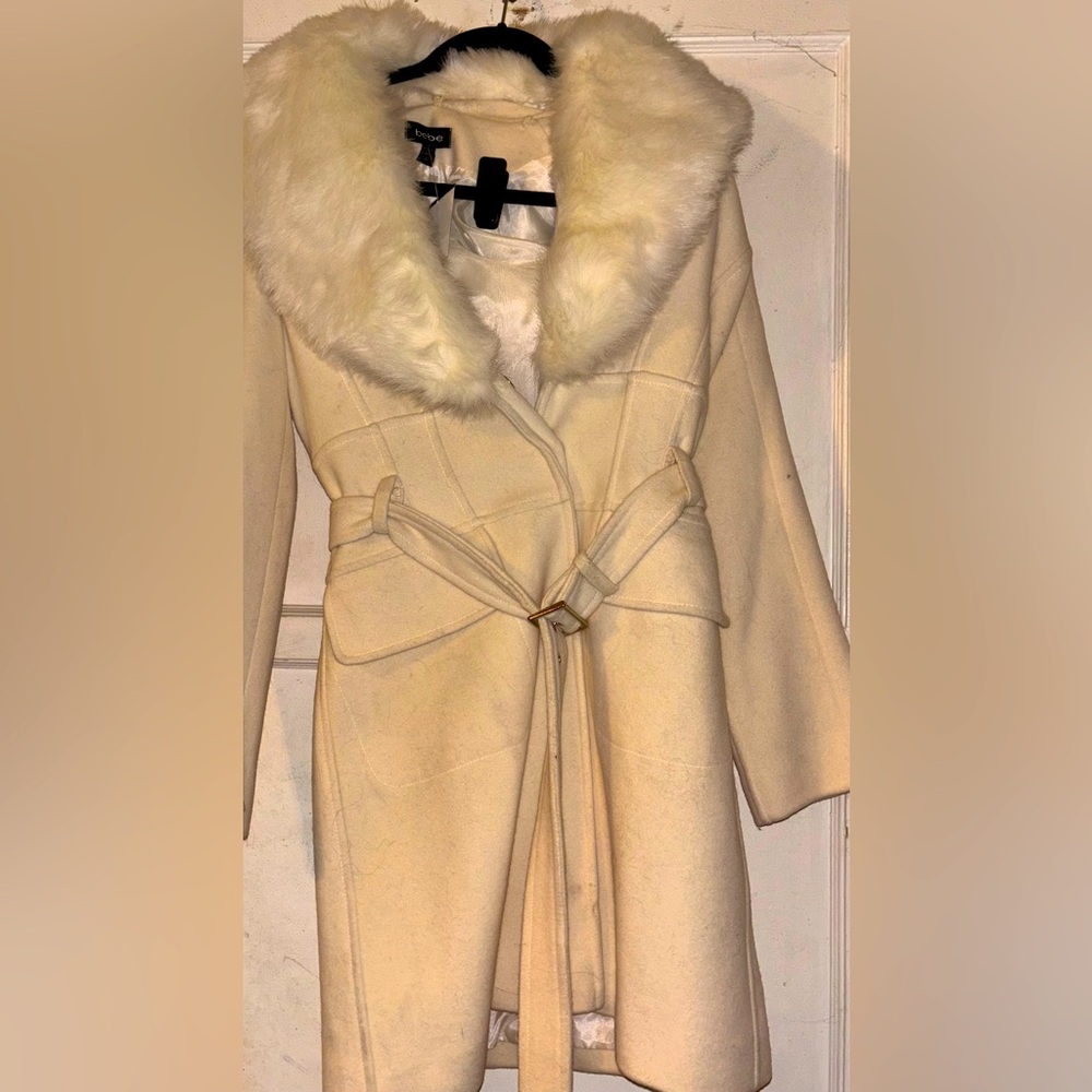 Bebe fur trench coat